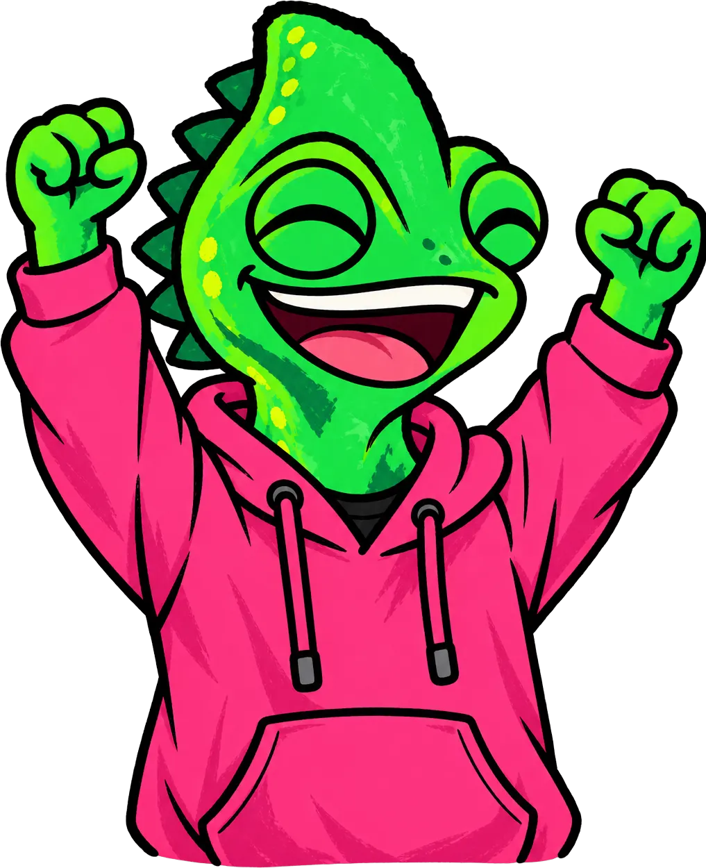 The chameleon celebrating
